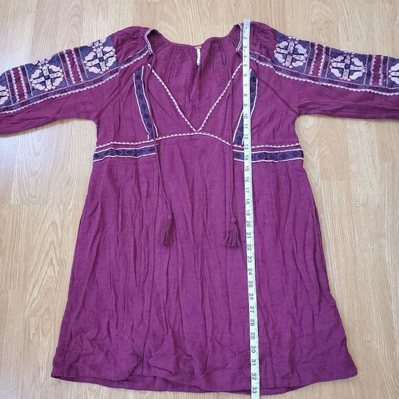 🍂 FREE PEOPLE 🍂 | 'All My Life' Embroidered Minidress - [size XS in Wine] - Picture 12 of 15